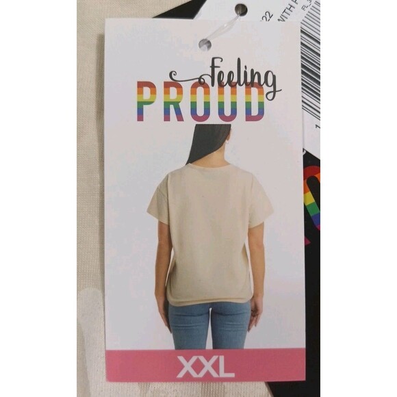 Pride Women "Live with Pride"  T-Shirt Color Beige Size XXL -MSRP $36 - Picture 12 of 16